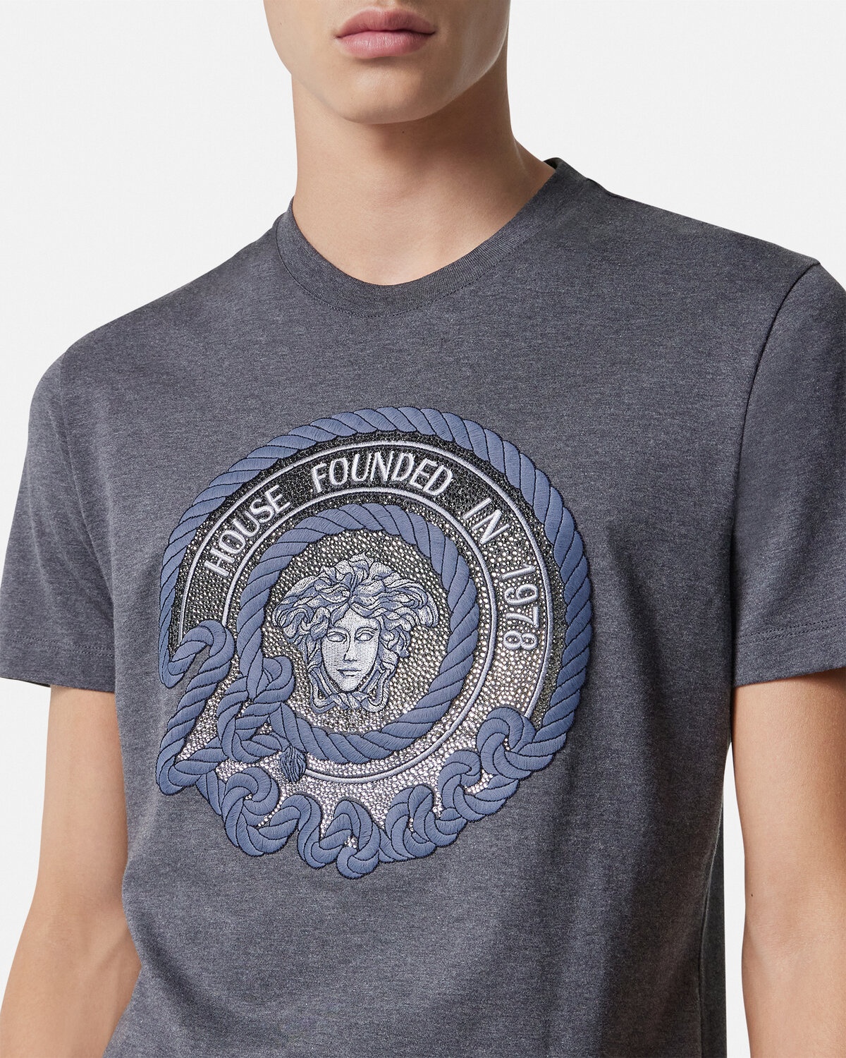 VERSACE Crystal Nautical Medusa T-Shirt | REVERSIBLE