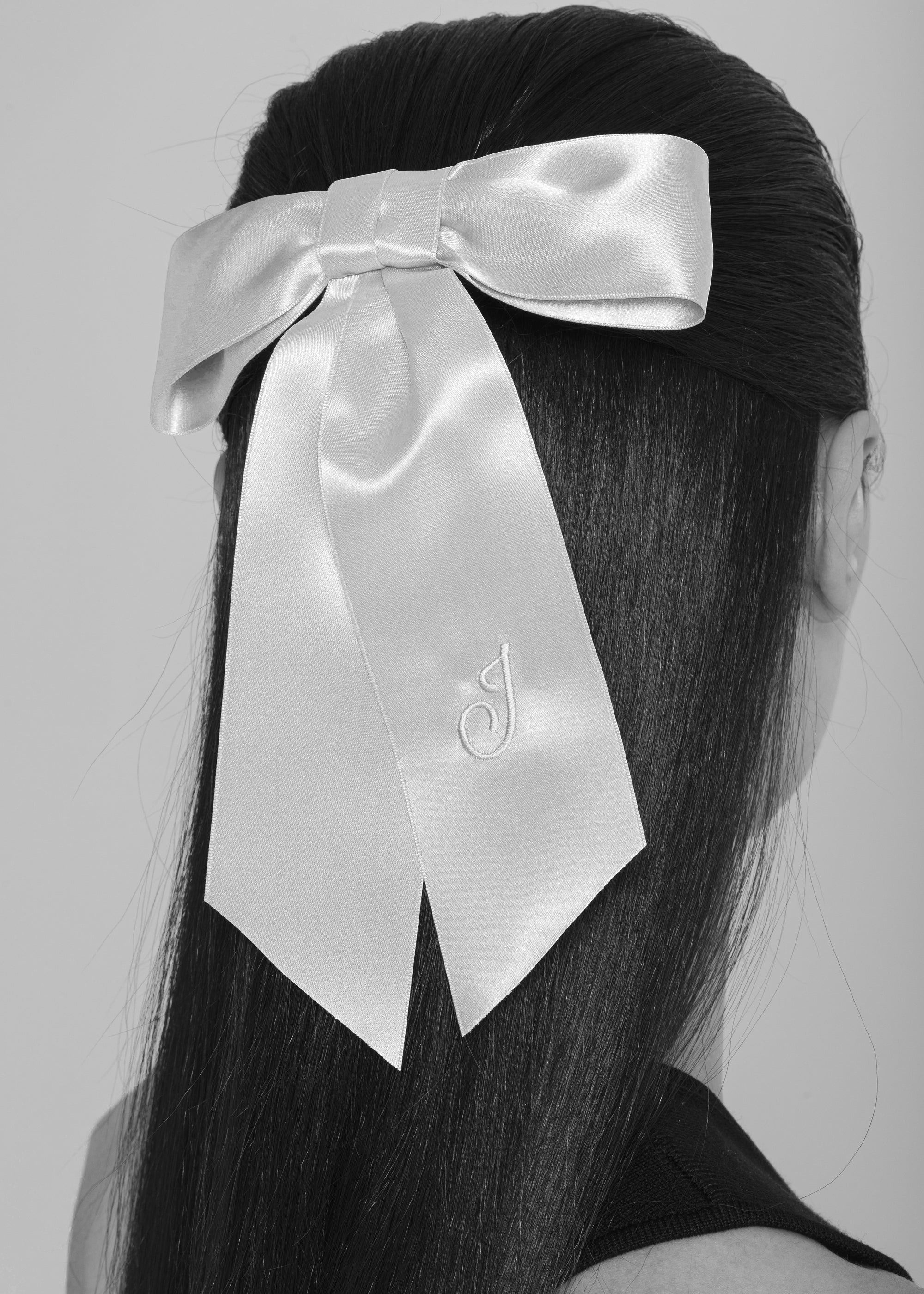 Initial April Satin Bow Barrette - 3