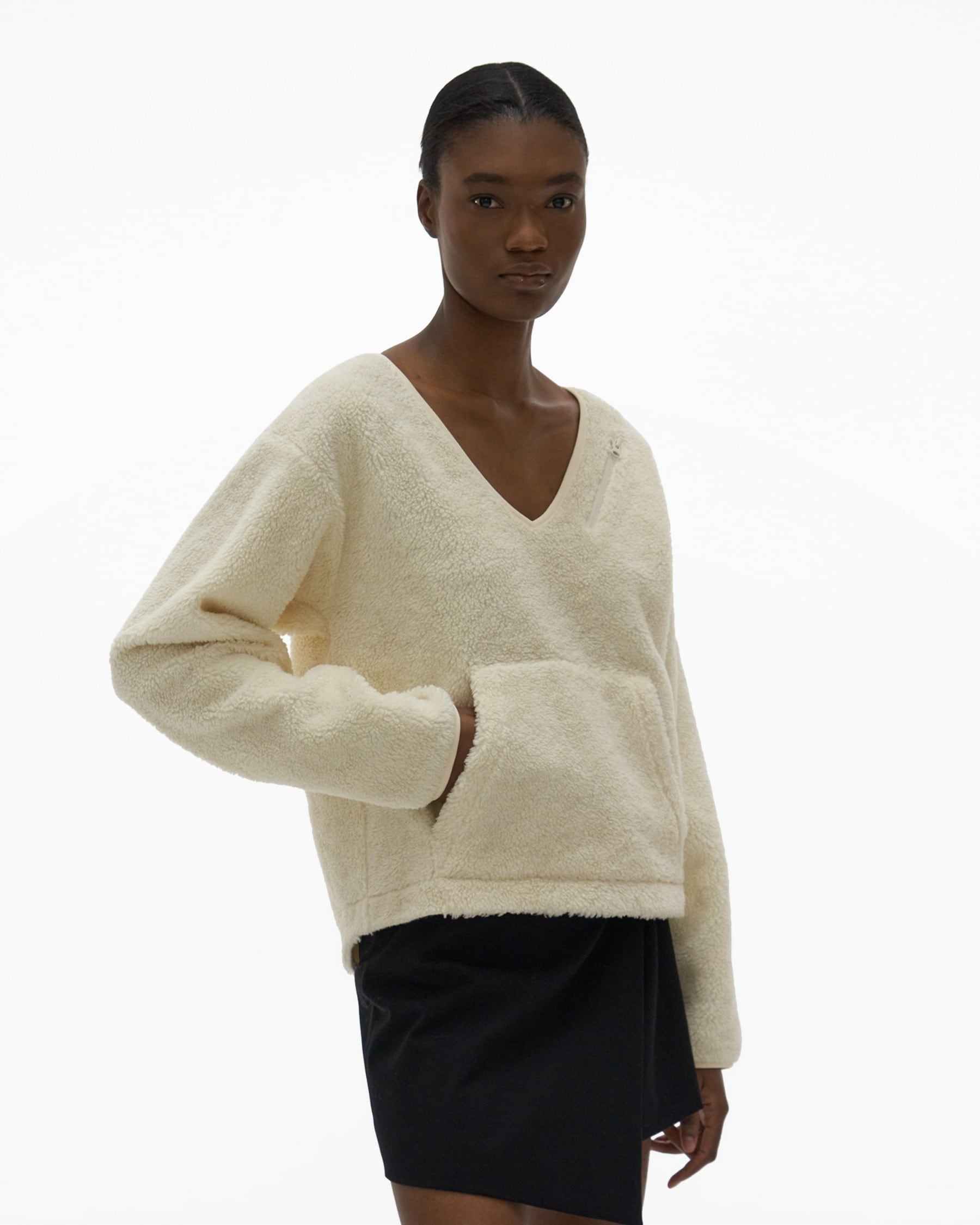 V-NECK FLEECE SWEATER - 5