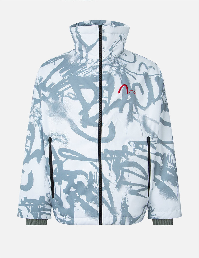 Allover Graffiti Print Stand-Collar Padded Jacket 1