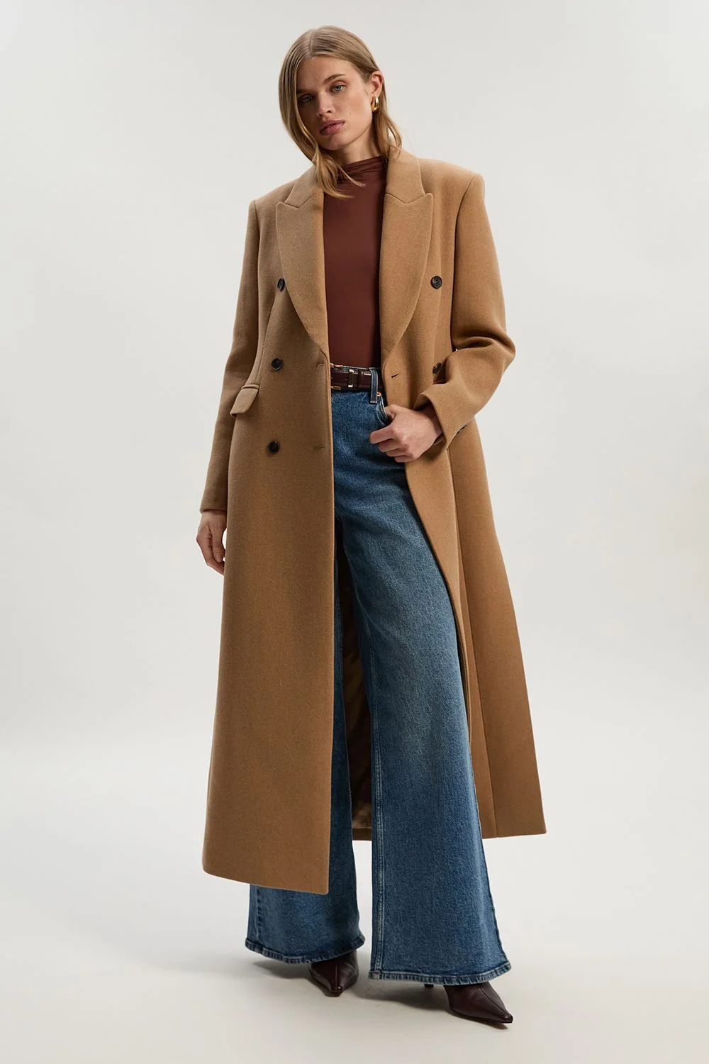 Petite Wool Double Breasted Tailored Midi Coat - 1
