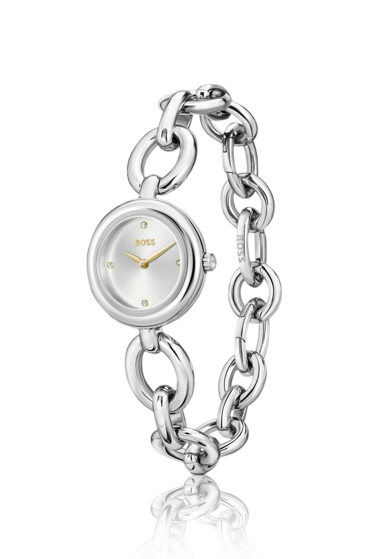 SILVER-TONE WATCH WITH RING BRACELET - 2