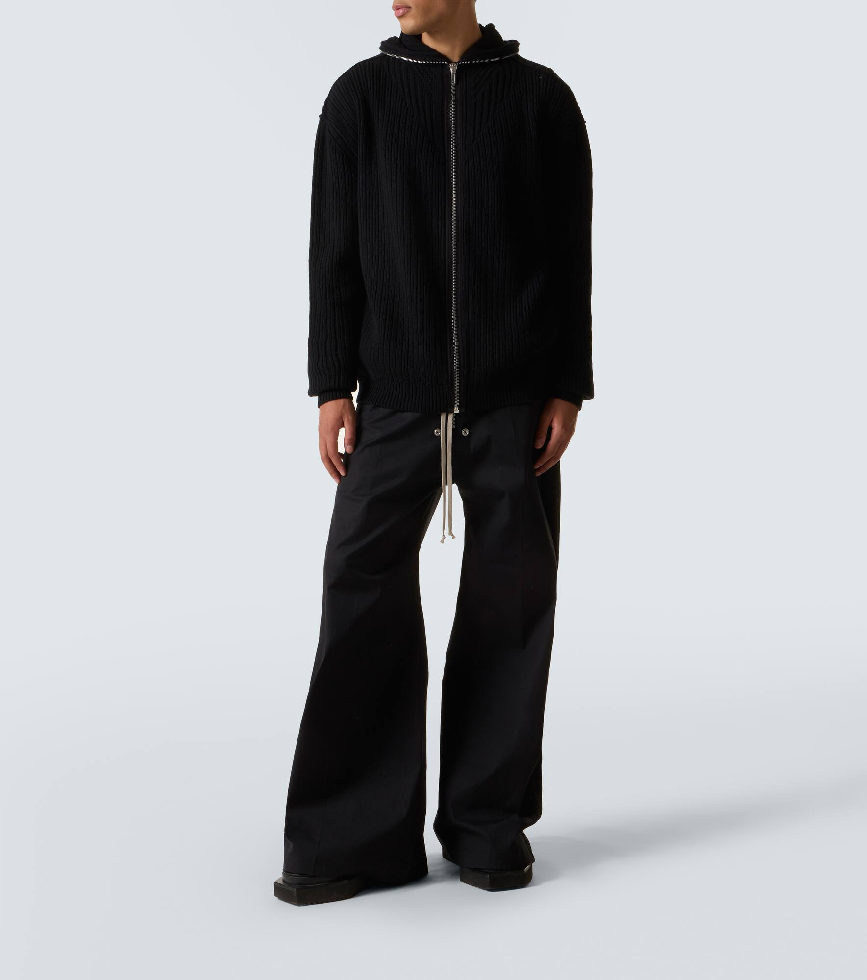 Ribbed-knit virgin wool zip-up sweater - 2
