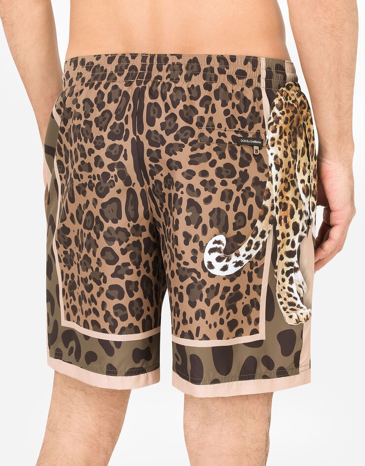 Mid-length swim trunks with leopard print - 5