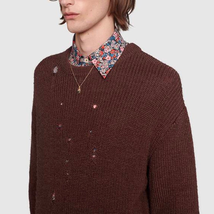 Gucci Rib Knit Wool Oversize Jumper 'Brown' 634575-XKBJ4-2028 - 4
