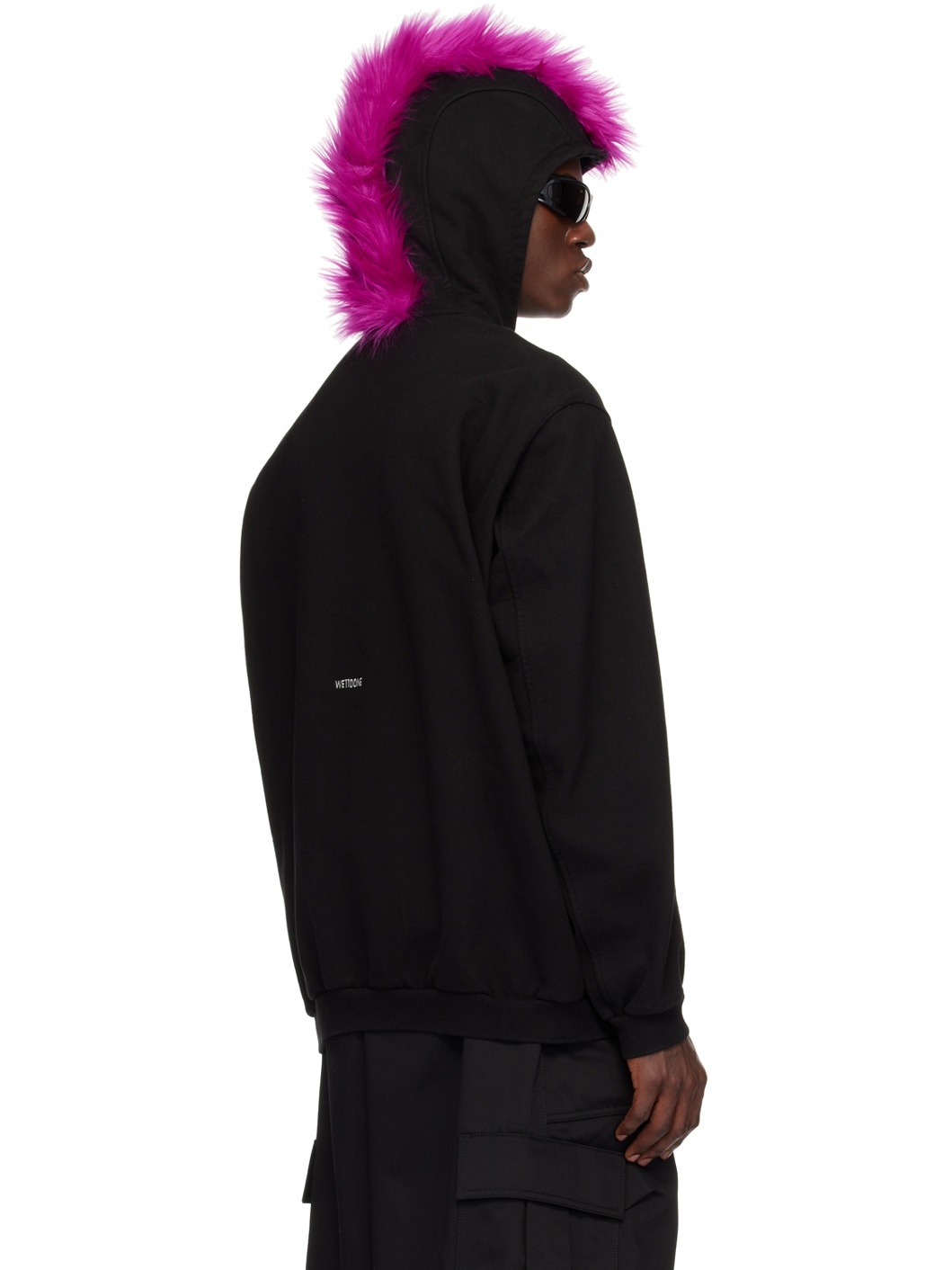 Black Zip-Up Faux-Fur Hoodie - 3