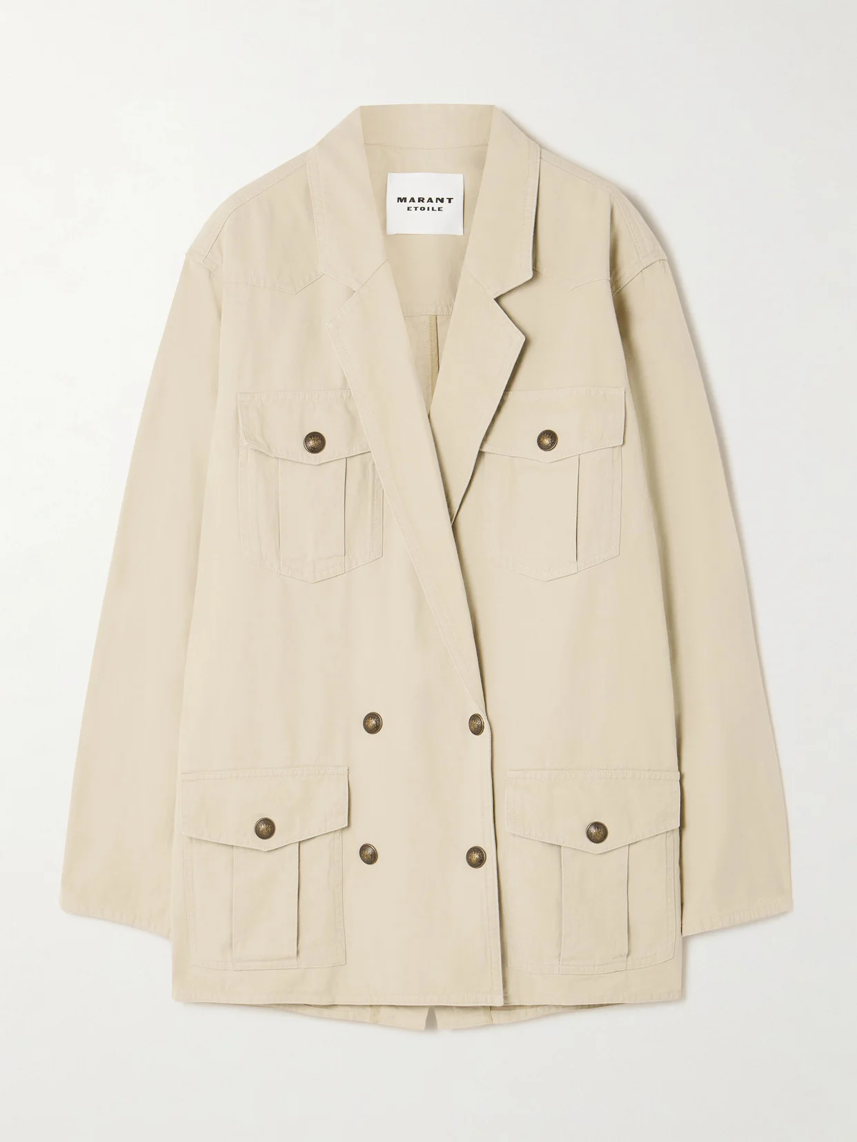 Nevala Double-breasted Cotton And Linen-blend Twill Jacket - 1