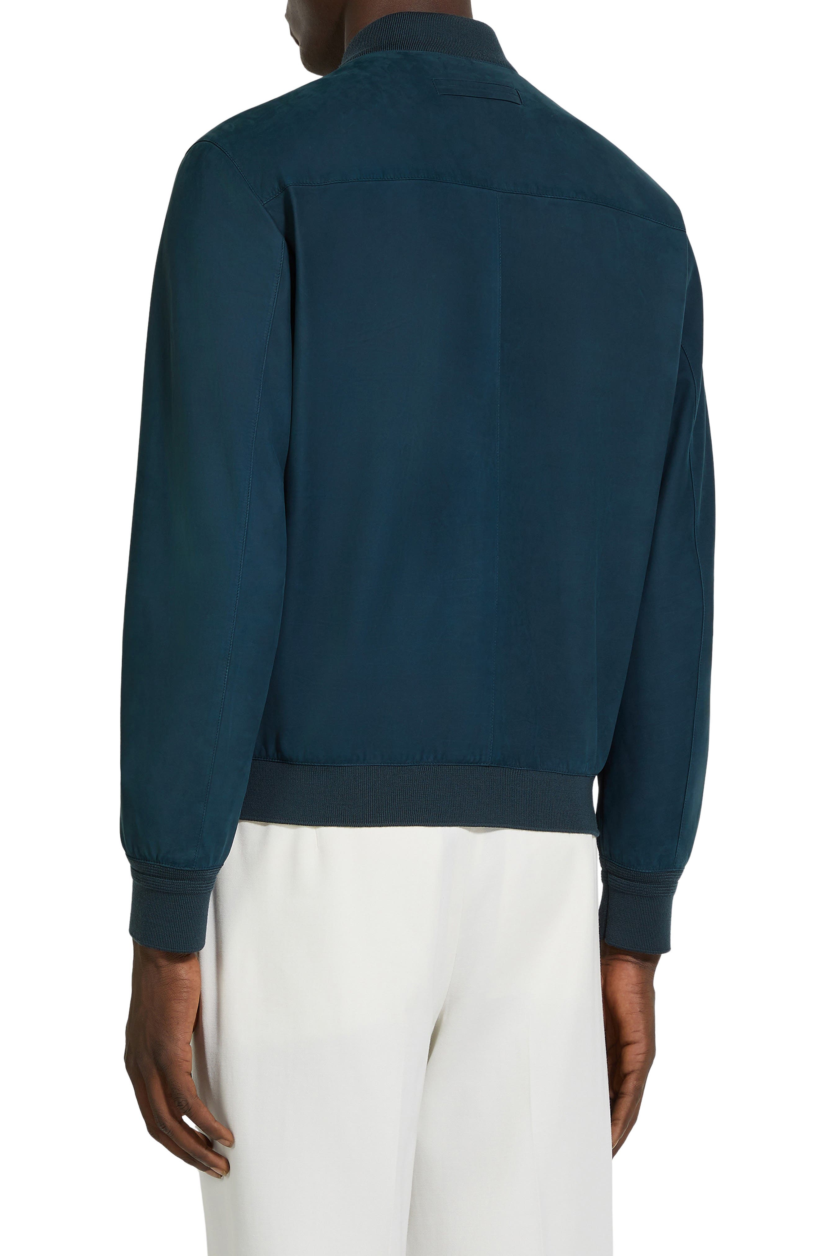 ZEGNA Suede Bomber Jacket in Dk Blu Sld at Nordstrom - 2