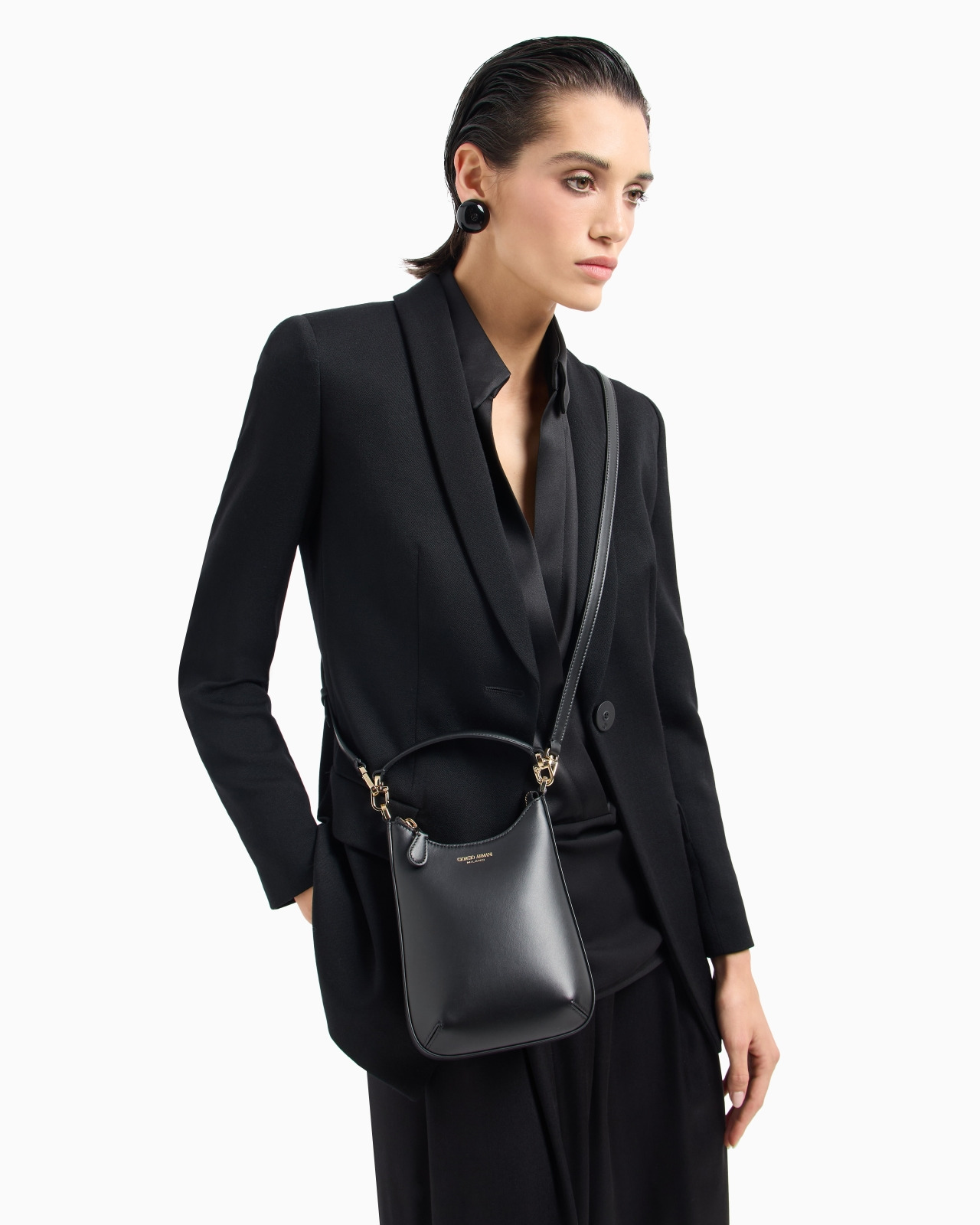 MINI LA PRIMA VERTICAL LEATHER HOBO BAG - 7