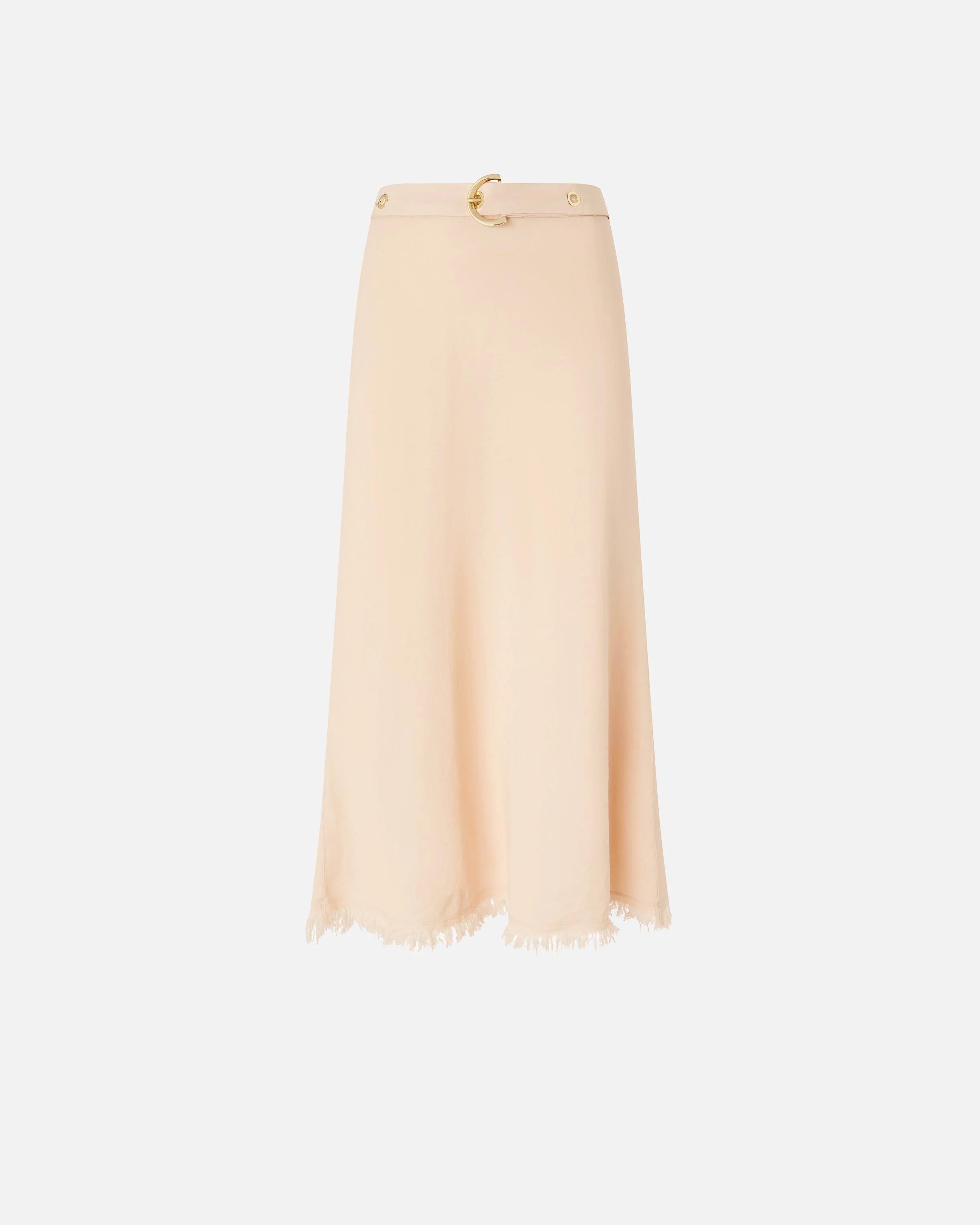 MIDI SKIRT IN LINEN BLEND WITH BELT - 1
