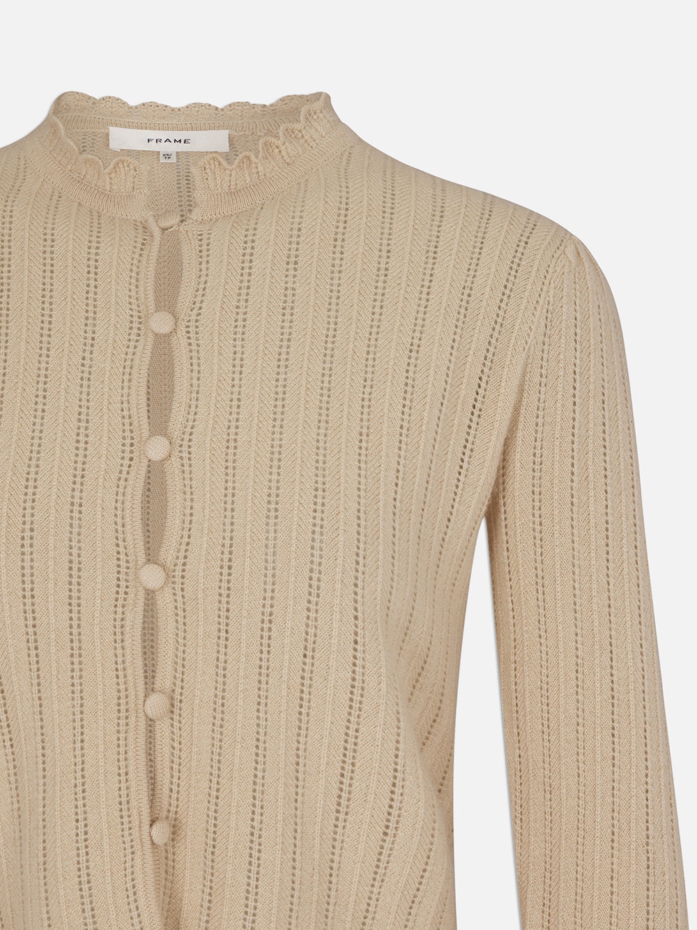 Ruffle Neck Cardi in Taupe - 3