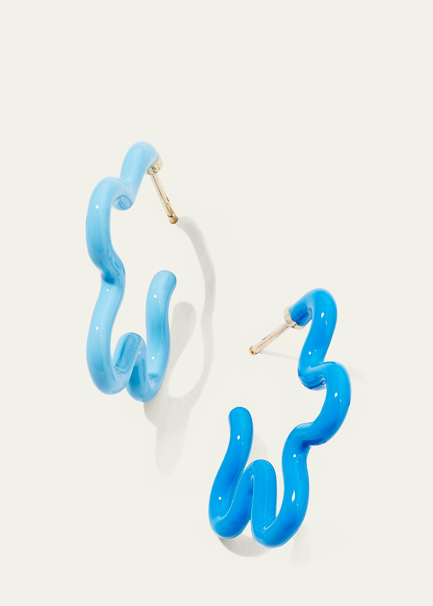 Two-Tone Asymmetrical Flower Earrings With Enamel - 4