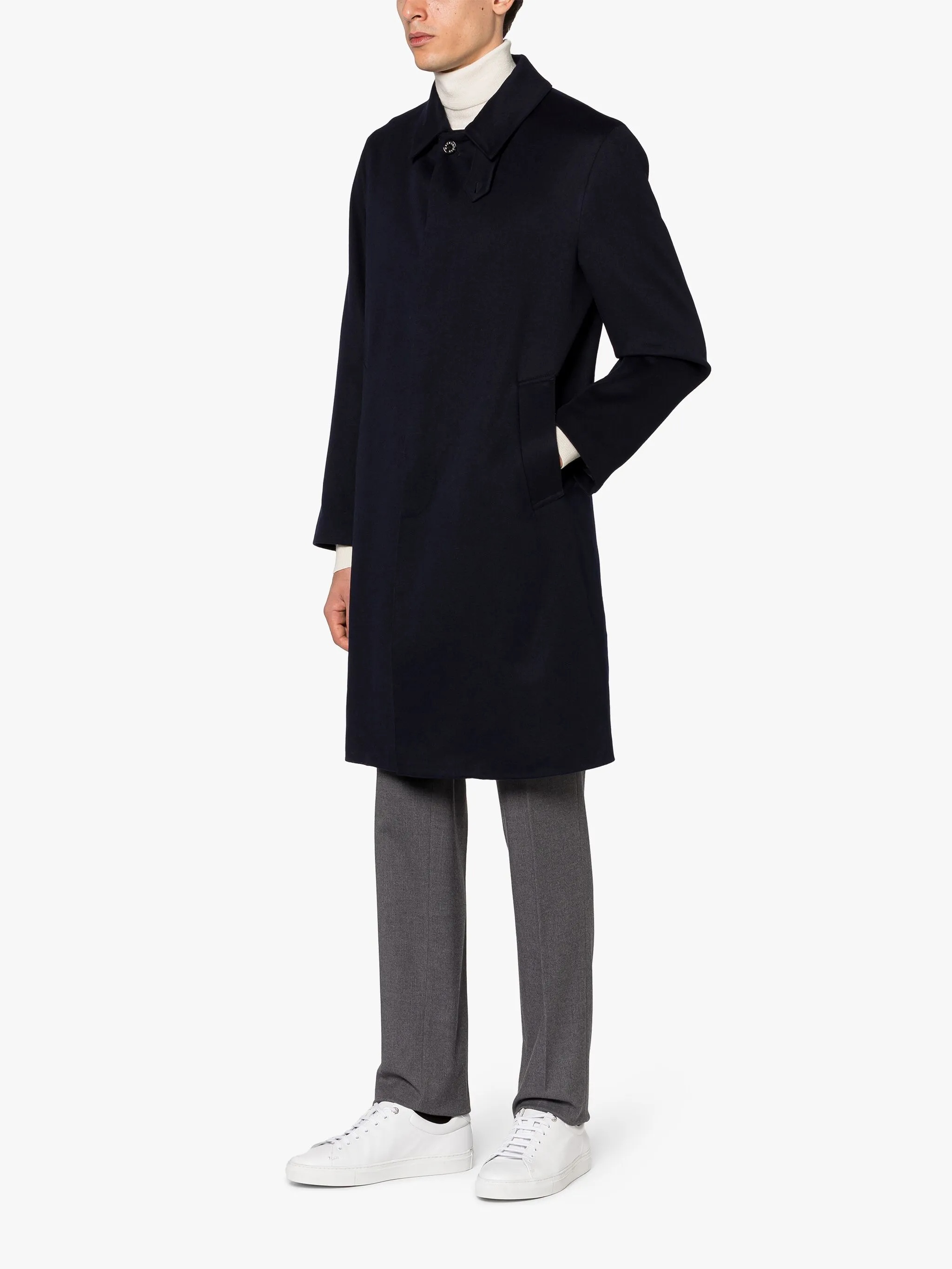 DUNKELD NAVY RAIN SYSTEM CASHMERE 3/4 COAT - 2
