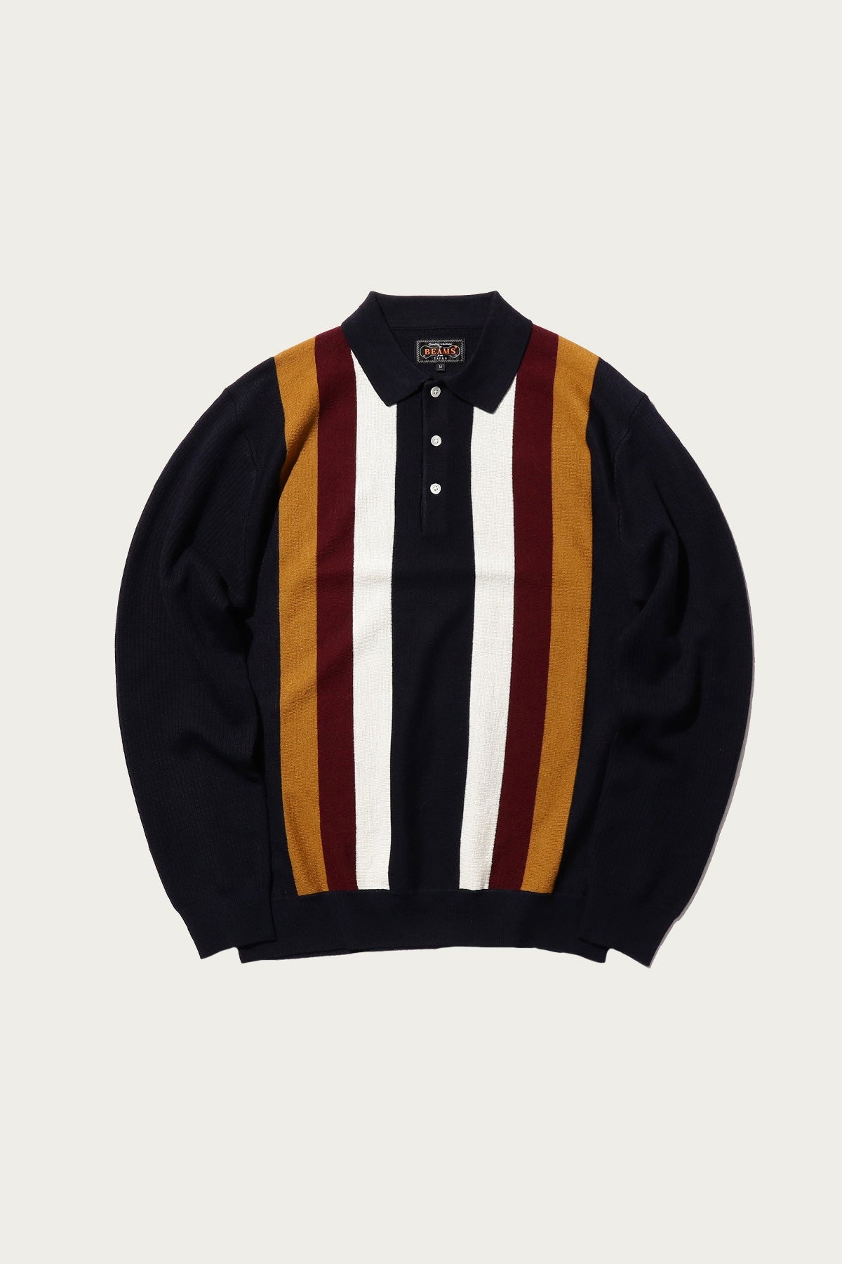 Striped Knit Polo - Navy - 1