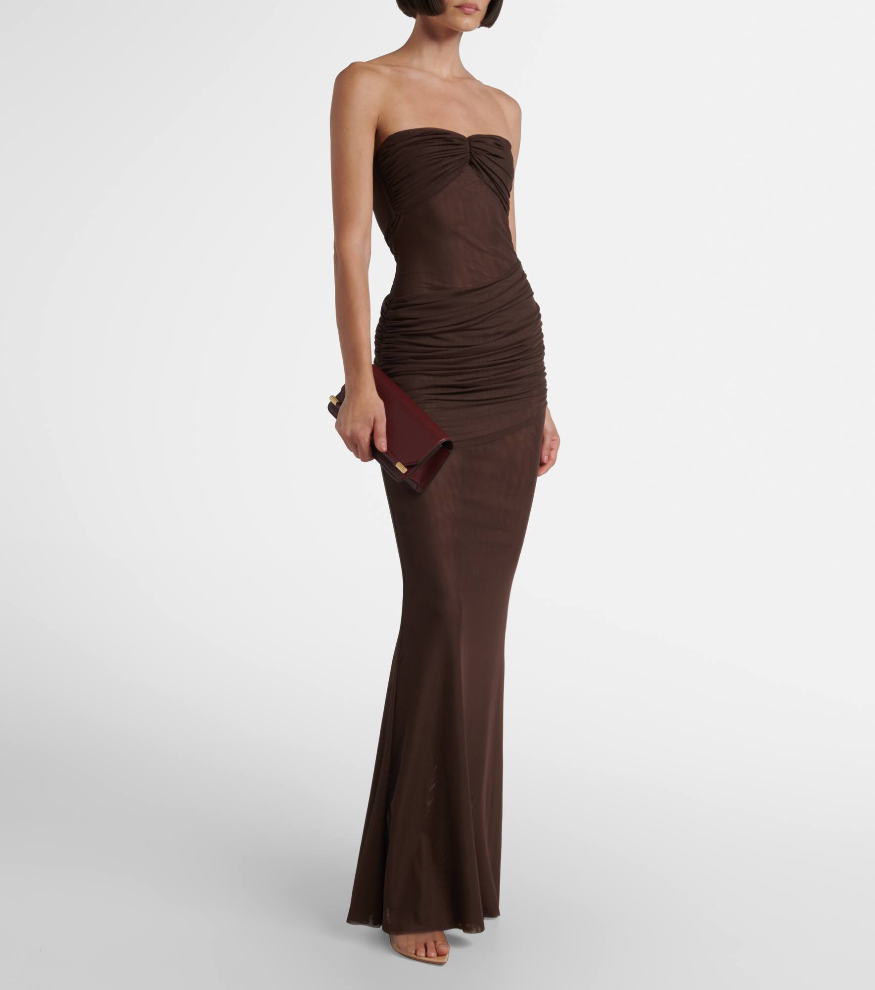 Erica ruched strapless maxi dress - 2