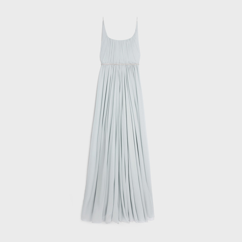 long draped dress in muslin and silk crêpe 1