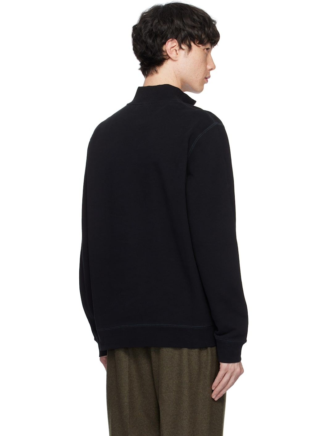Black Half-Zip Loopback Sweatshirt - 3