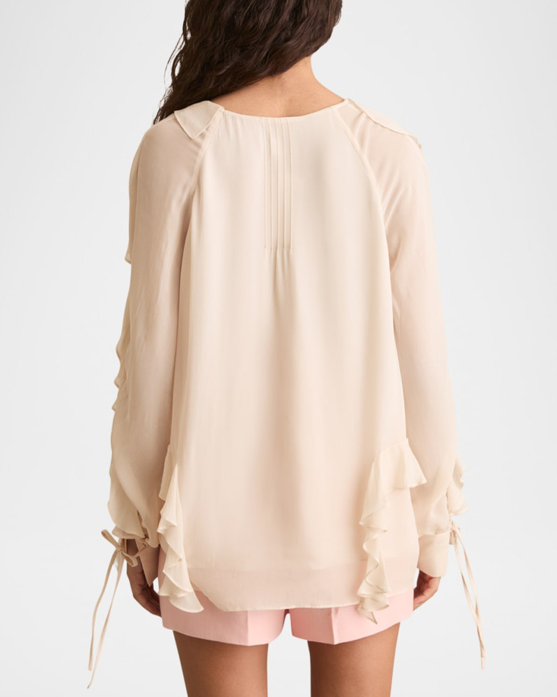 REISS Zaria Blouson-Sleeve Ruffle Top outlook