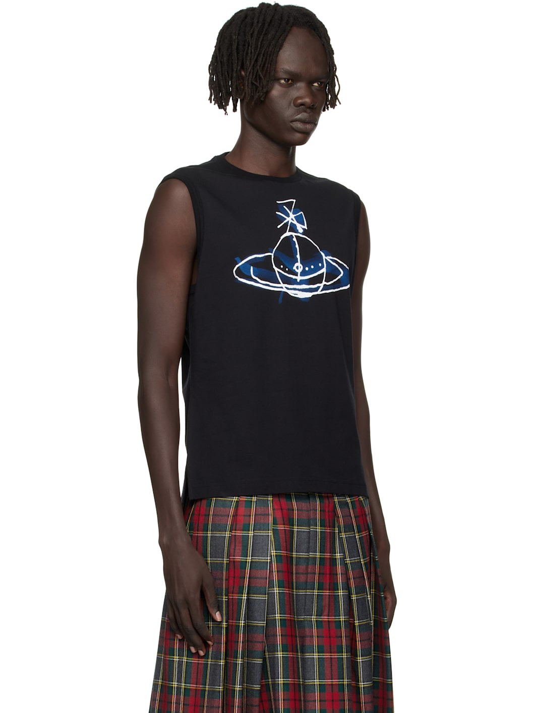 Black Drawn Orb Muscle Tank Top - 2