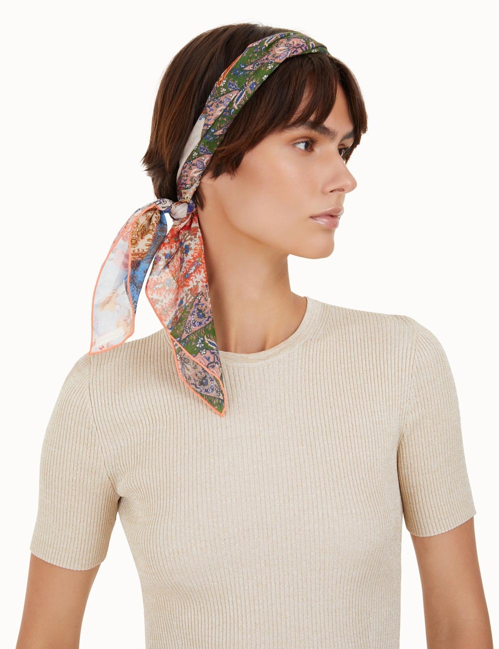 SILK COTTON SQUARE SCARF - 4