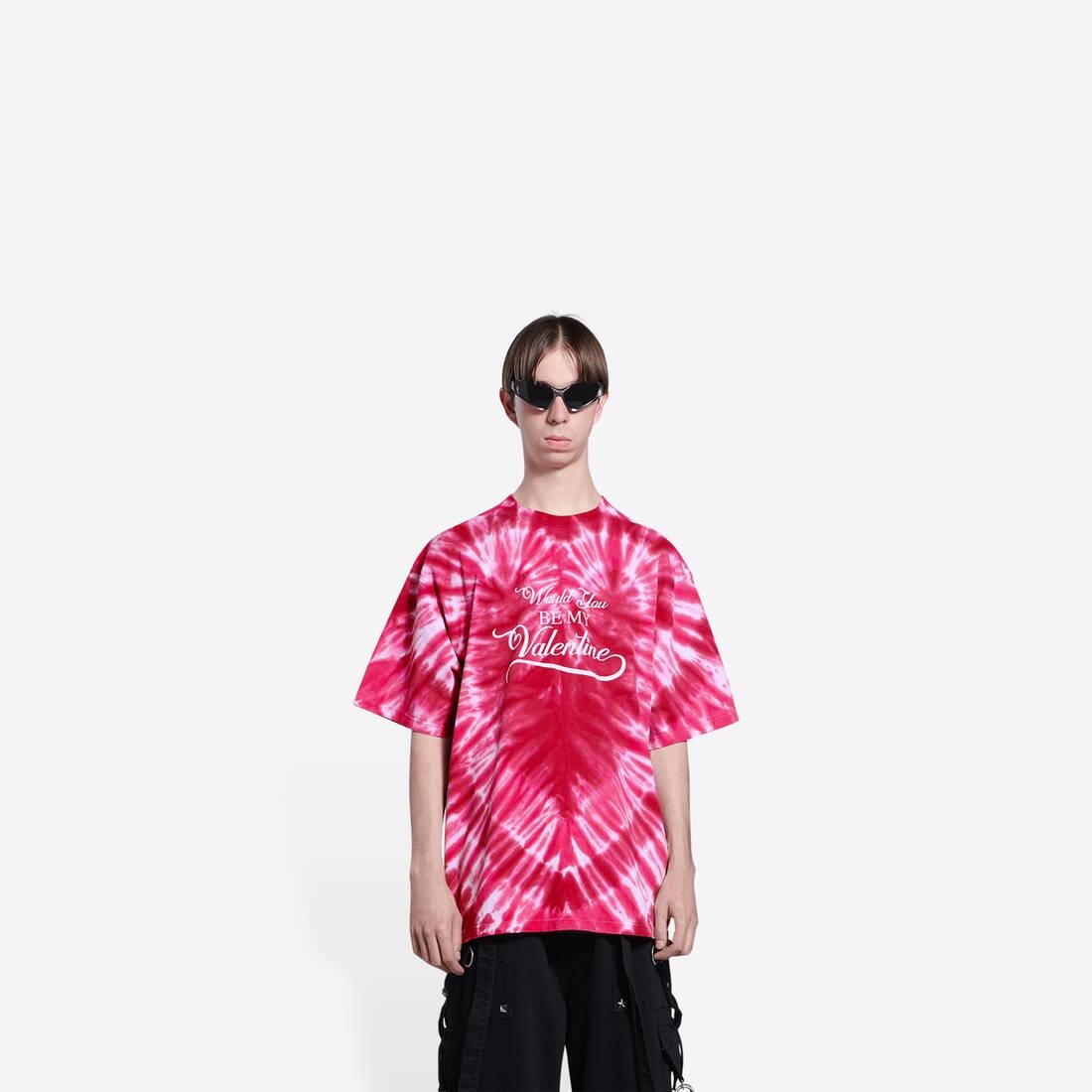 Men's Valentine's Day 22 Tie-dye Rib Triangle T-shirt Oversized in Red - 3