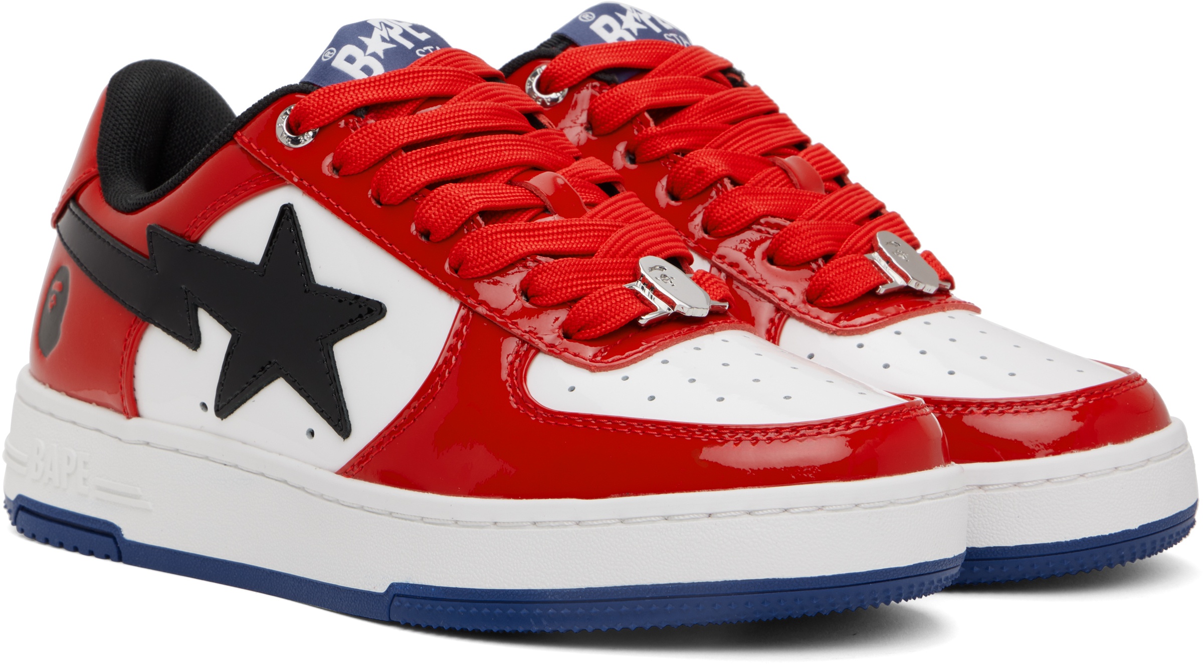 Red & White 'BAPE' STA # 1 Sneakers - 8