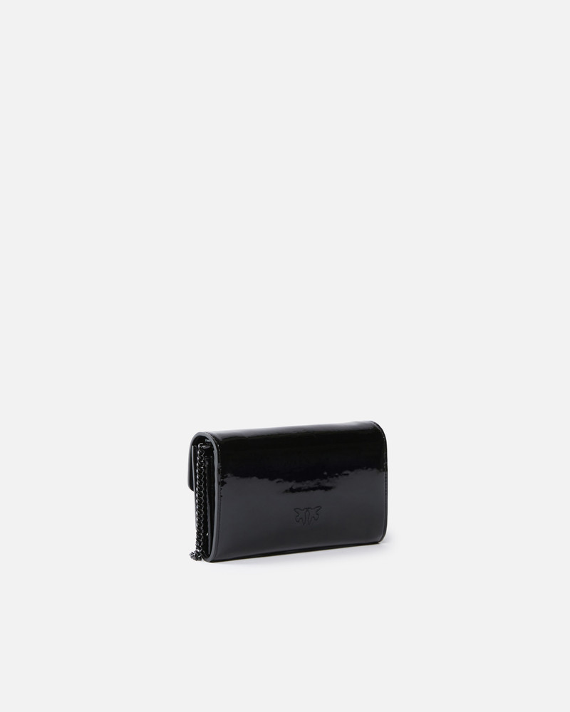 PINKO PATENT BIRD BUCKLE WALLET WITH SHOULDER STRAP outlook