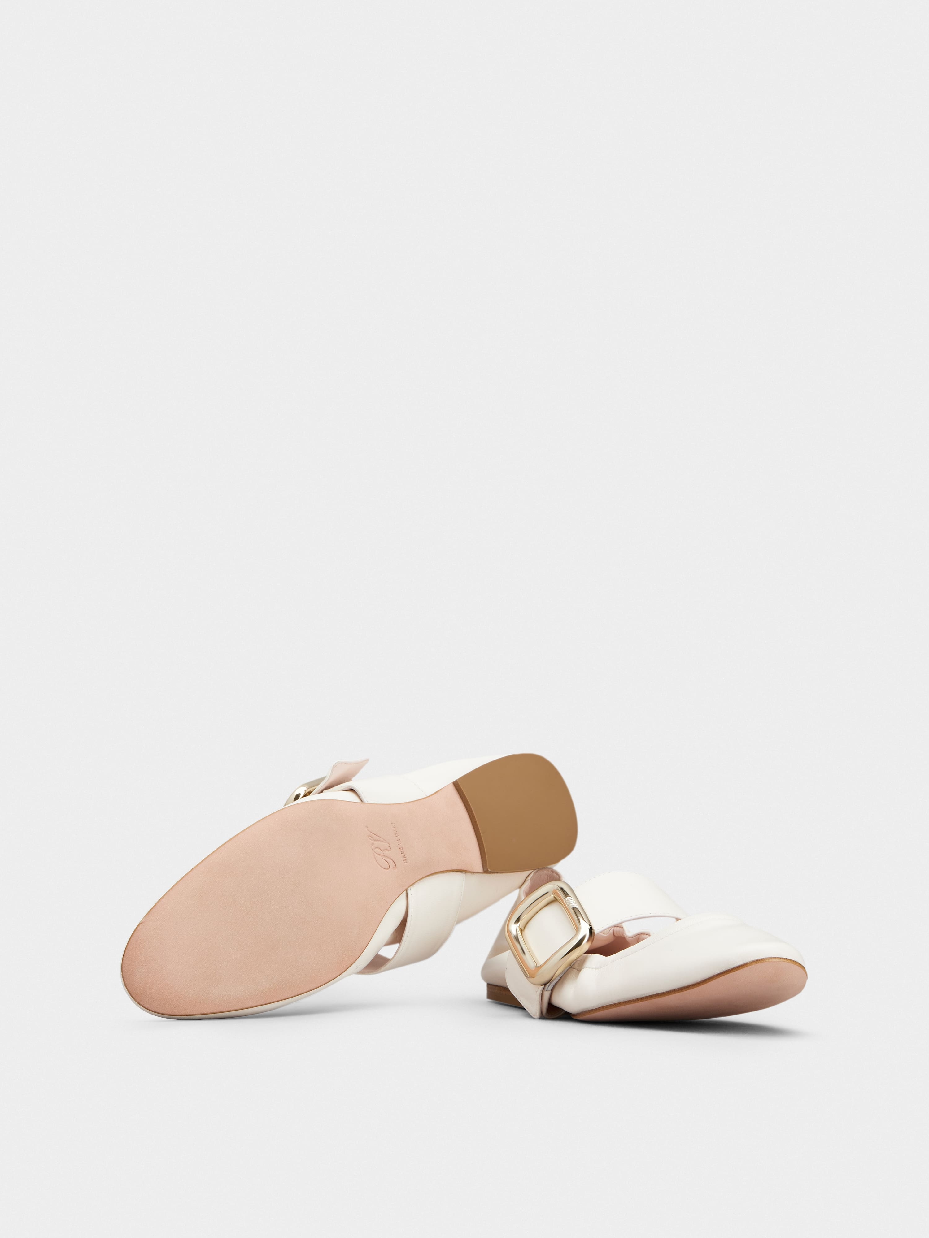Viv' Choc Metal Buckle Babies Ballerinas in Leather - 6