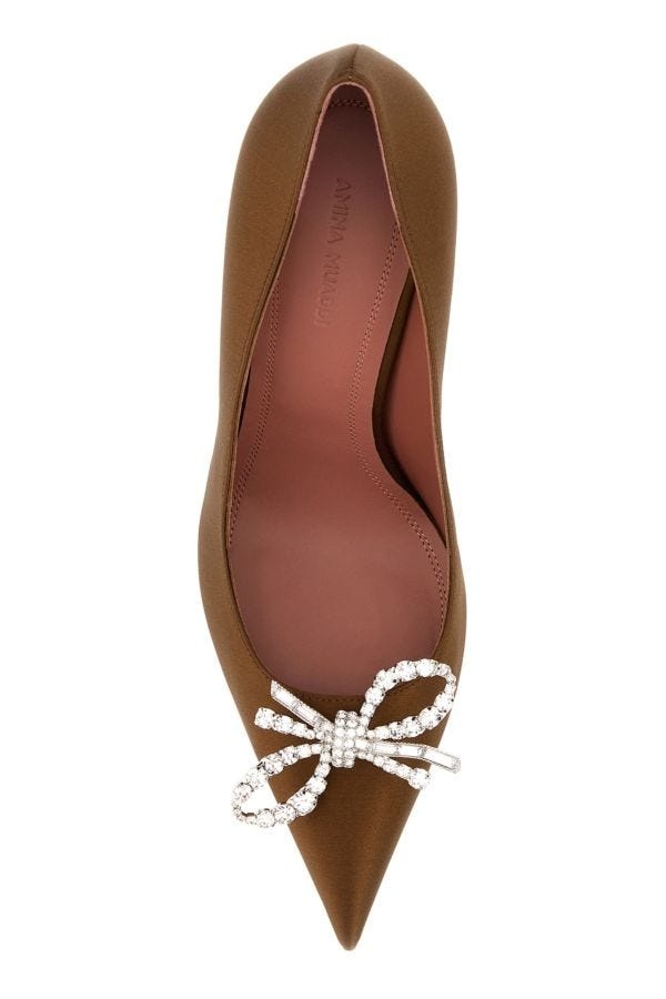 Brown satin Rosie pumps - 4