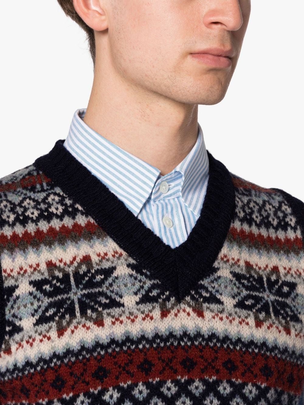 BURN TANK NAVY WOOL FAIR ISLE VEST - 6