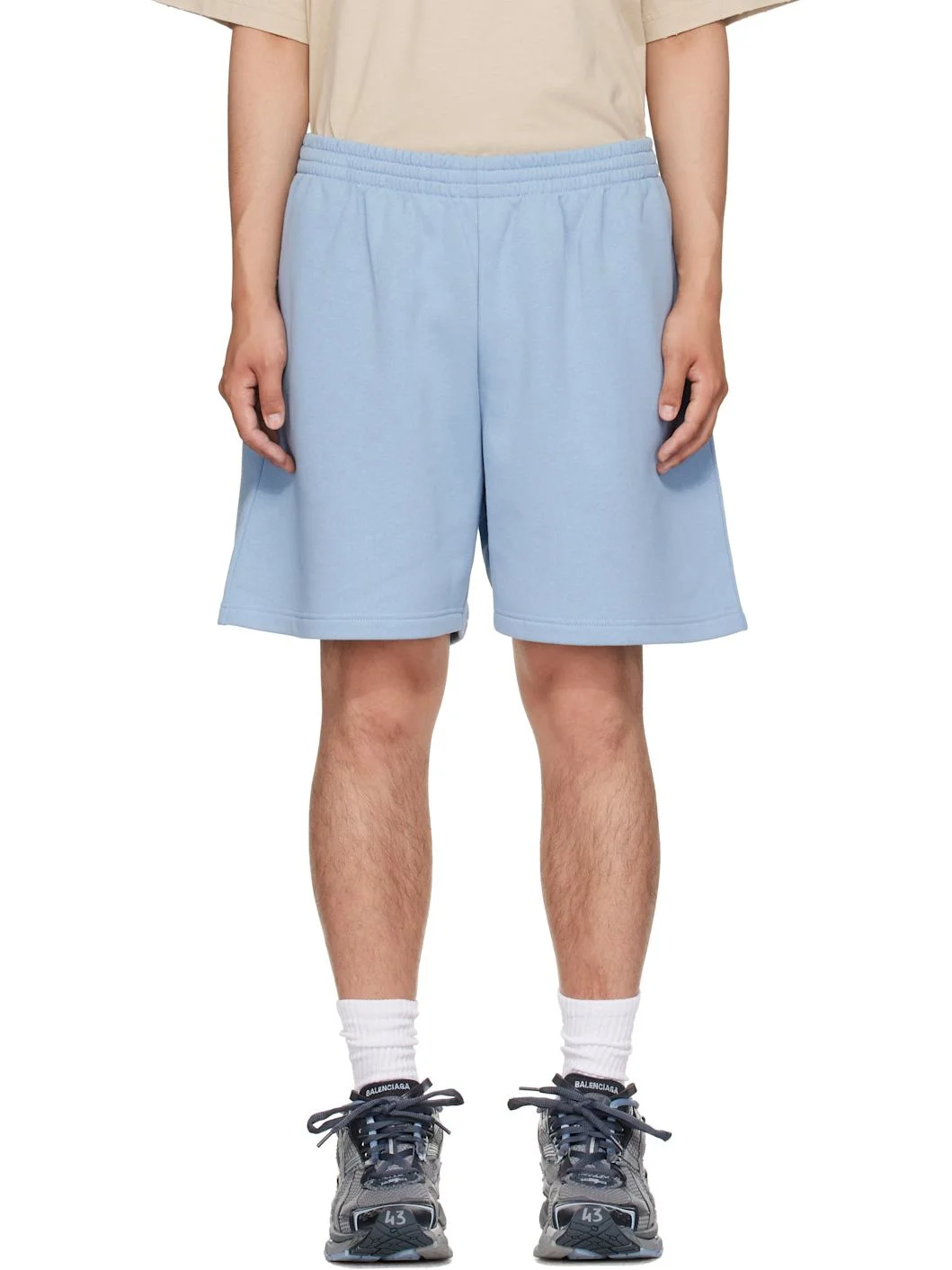 Blue Embroidered Shorts - 1