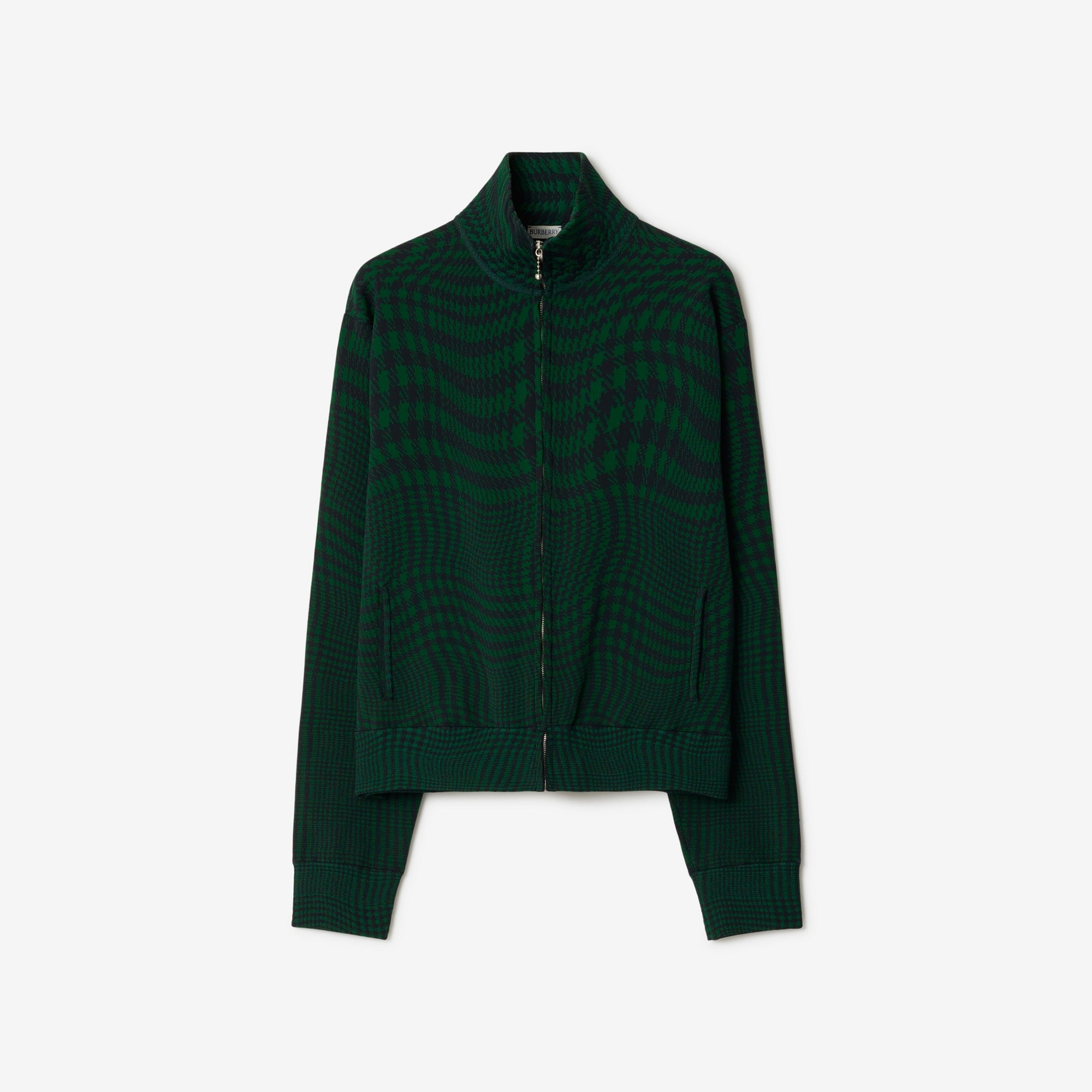 Warped Houndstooth Nylon Blend Track Jacket - 1