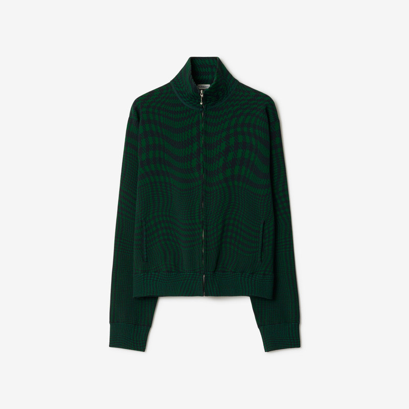 Warped Houndstooth Nylon Blend Track Jacket 1