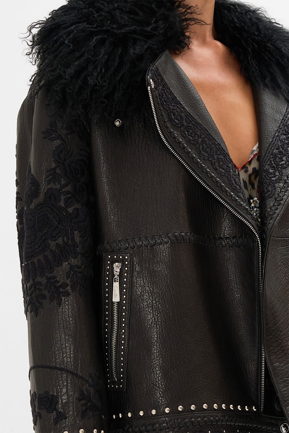 OVERSIZED LEATHER BIKER JACKET - 6