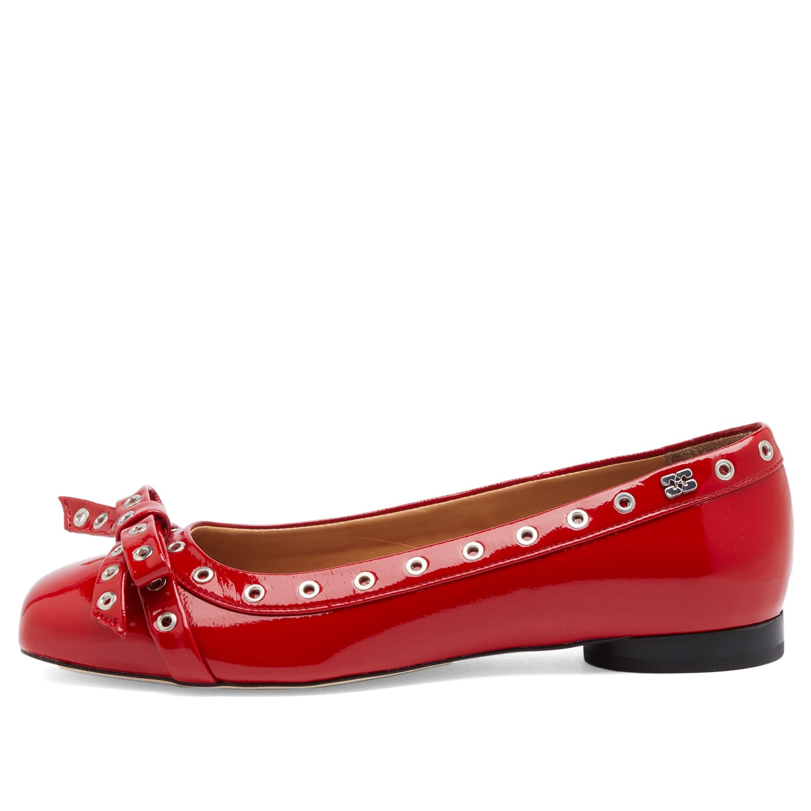 GANNI Ganni Eyelets Bow Ballerina Naplack | endclothing