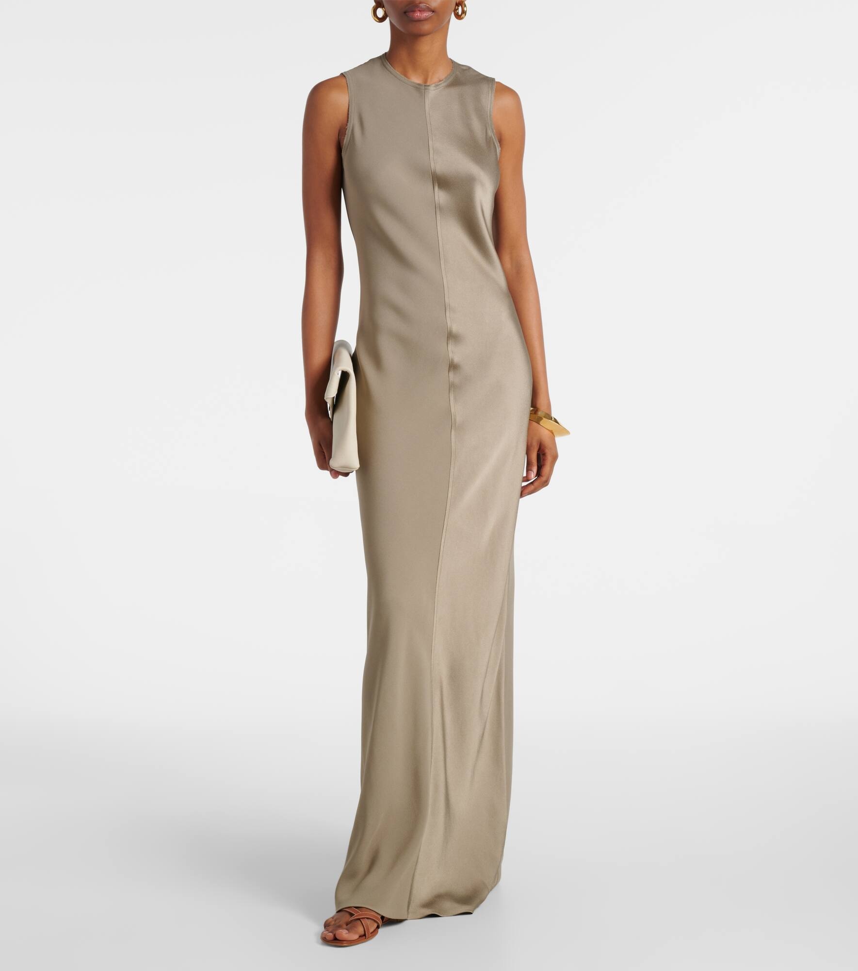 Paneled satin maxi dress - 2
