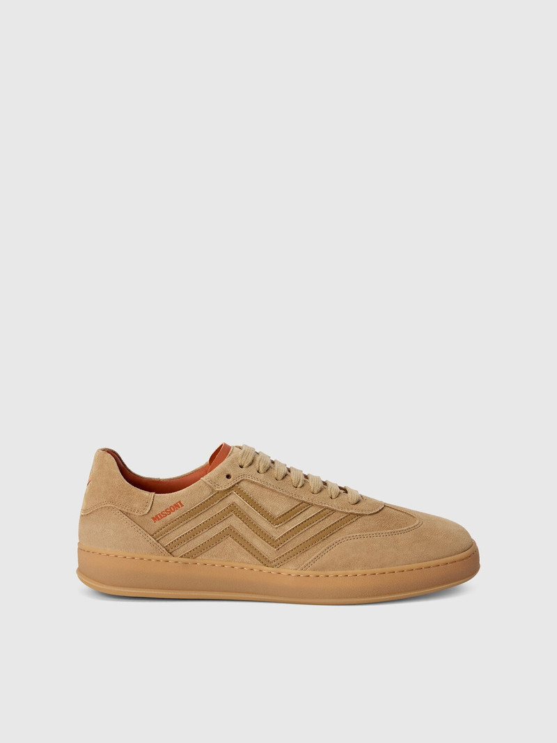 Suede sneakers with zigzag appliqués and logo 1
