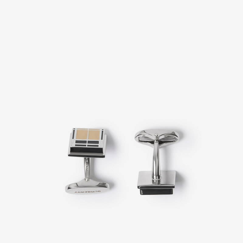 Burberry Check Palladium-plated Square Cufflinks outlook