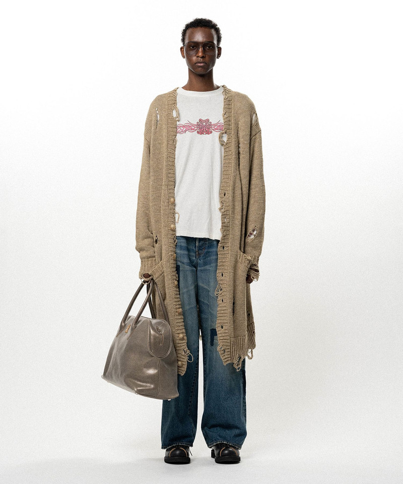 Damaged Low Gauge Long Cardigan 20