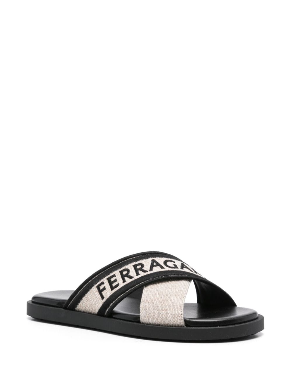 logo-embroidered crossover-strap sandals - 2