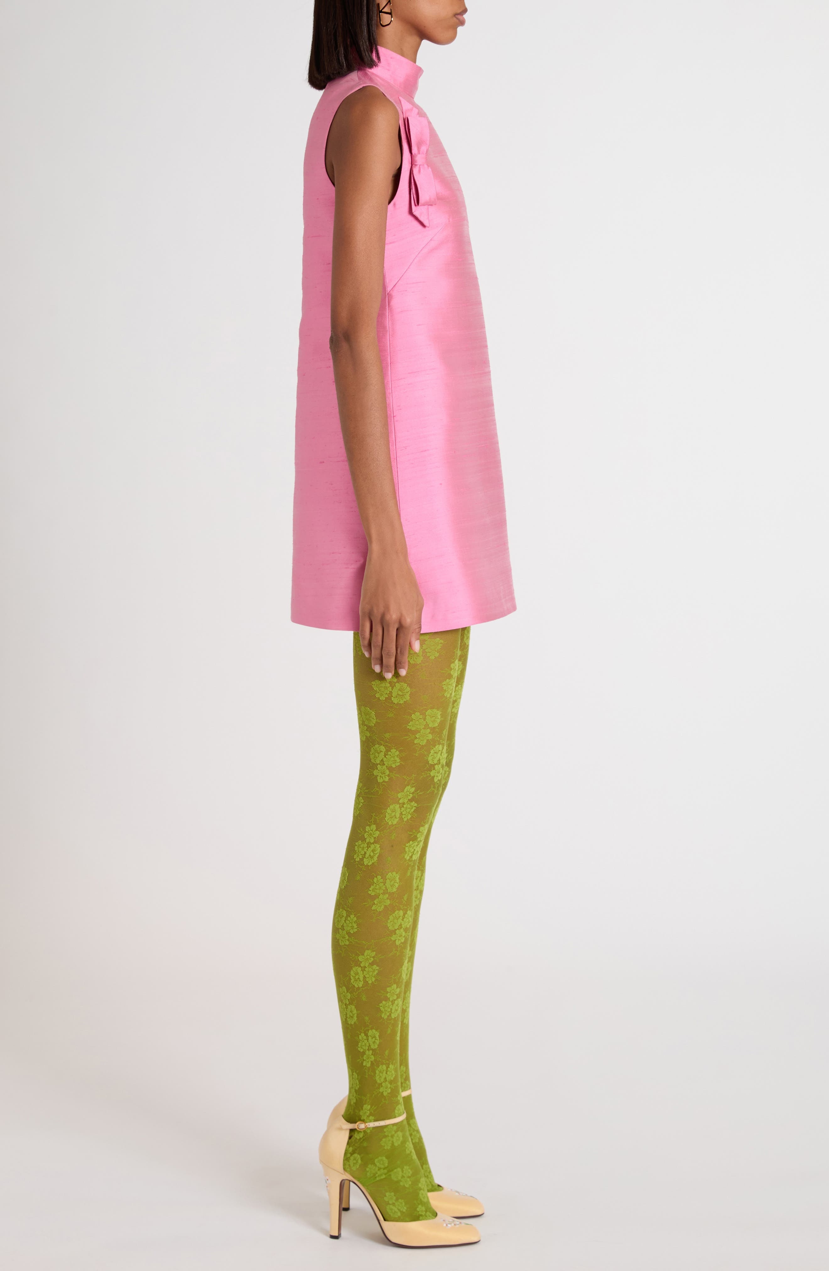 Valentino Garavani Bow Detail Shantung Silk Minidress in Pink at Nordstrom - 3