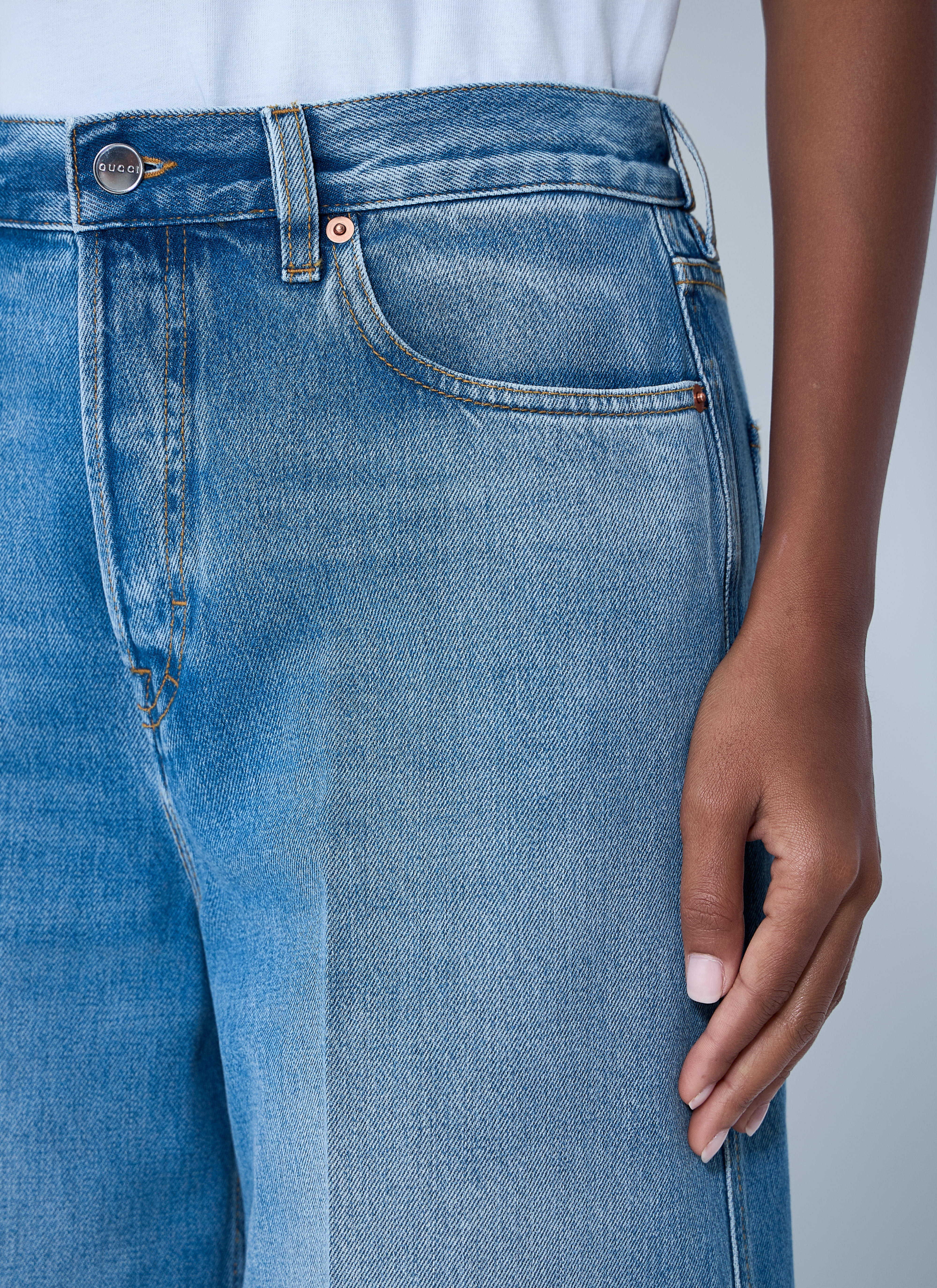 Gucci Women Wide-Leg Five-Pocket Jeans - 5