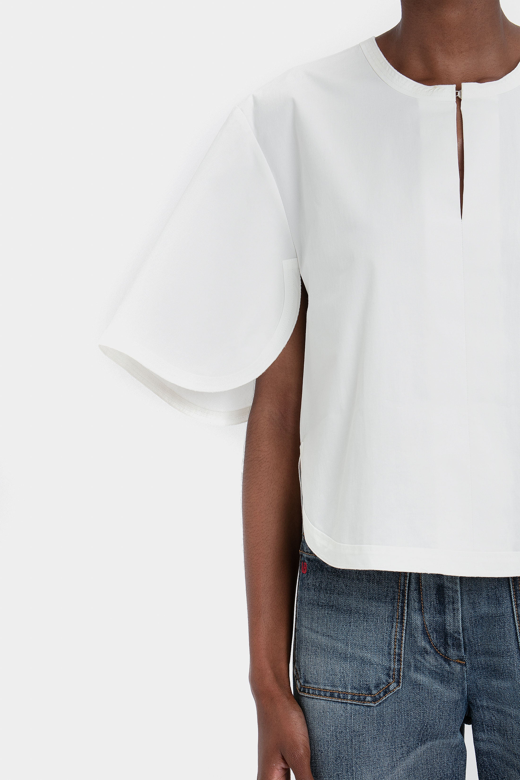 Stretch Cotton Top In White - 8