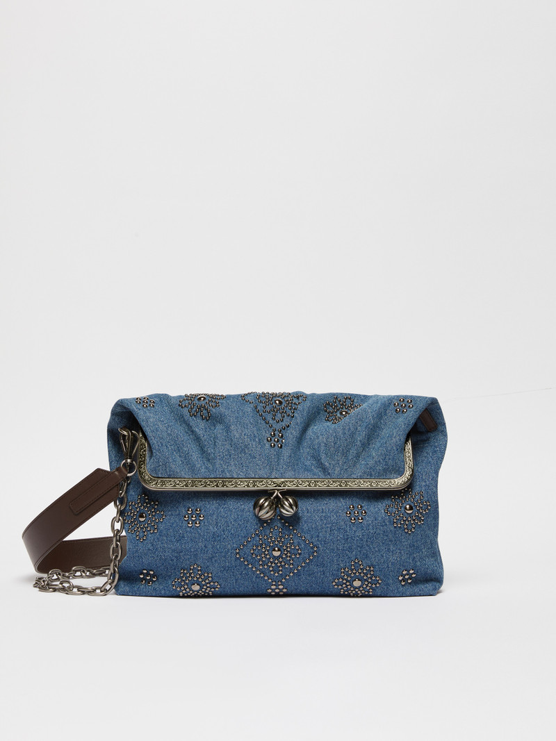 VANEZZA Large embroidered denim clutch-style Pasticcino Bag 1