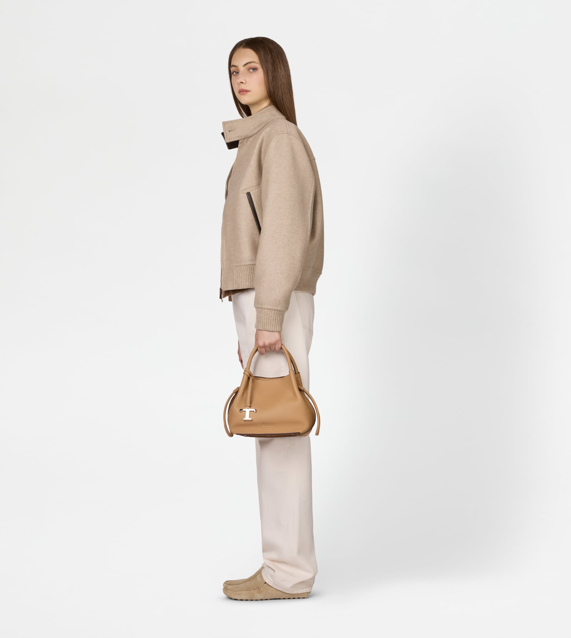BUCKET BAG IN LEATHER SMALL - BEIGE - 7