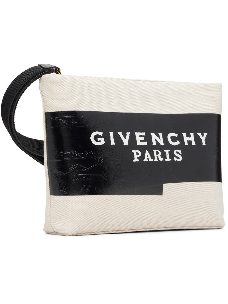 Givenchy Black & Beige 'Givenchy Tape' Pouch outlook