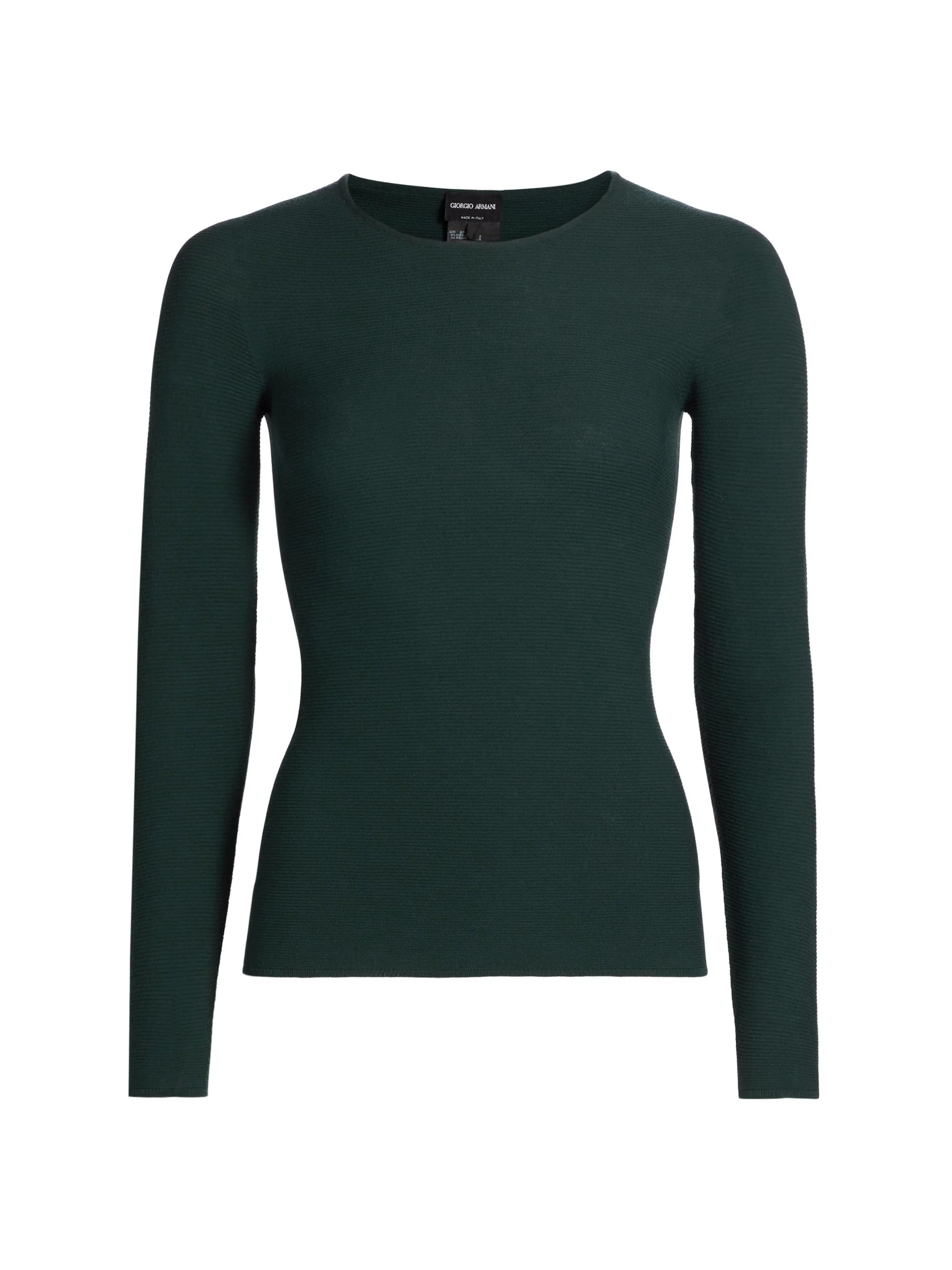Women's Rib-Knit Jersey Long-Sleeve T-Shirt - Emerald - 1
