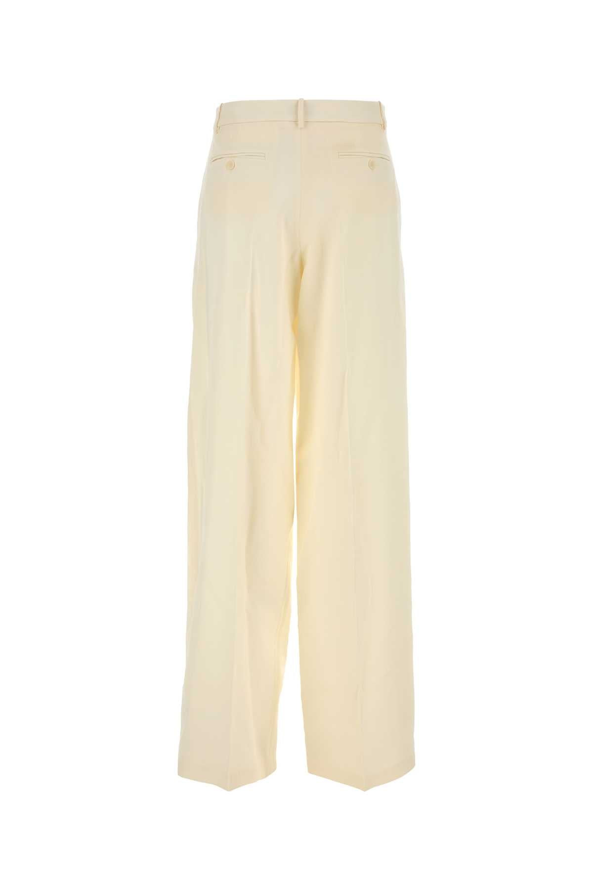 Magda Butrym Women Cream Wool Blend Wide-Leg Pant - 2