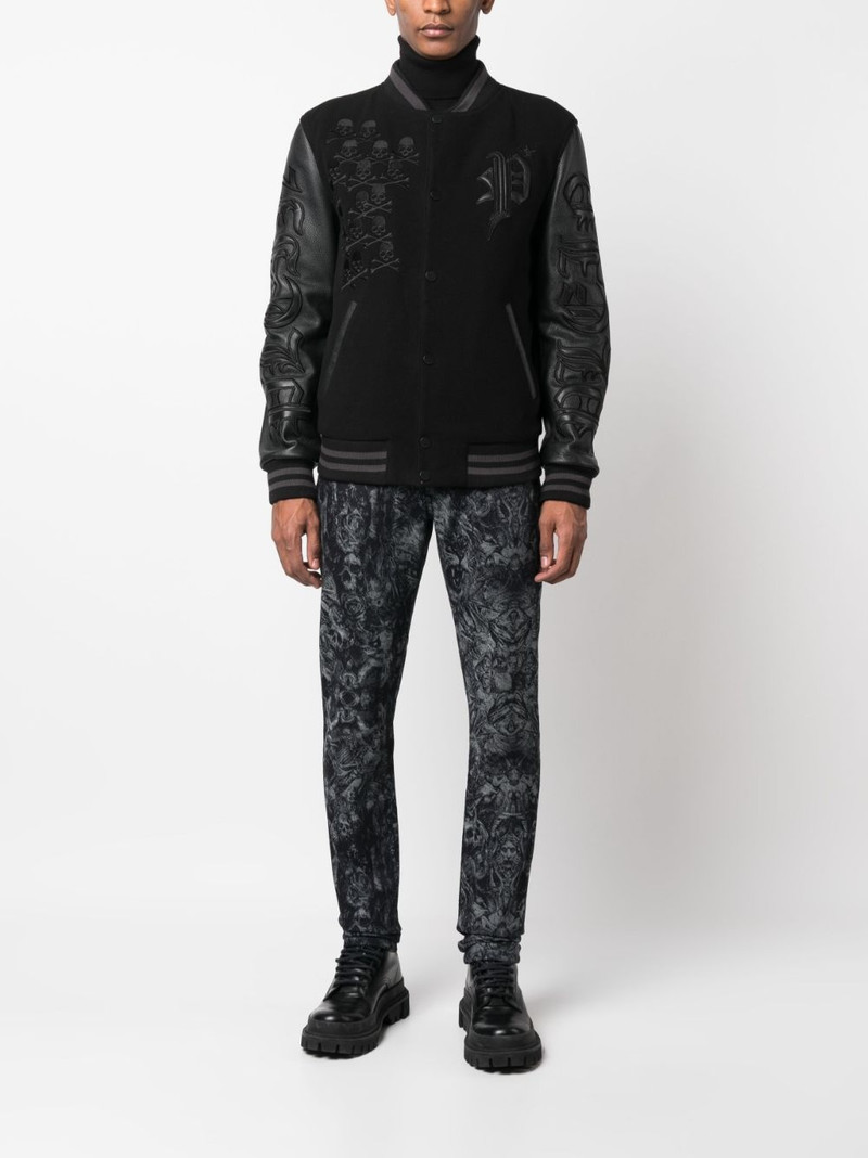 PHILIPP PLEIN Gothic Plein logo-appliqué varsity jacket outlook