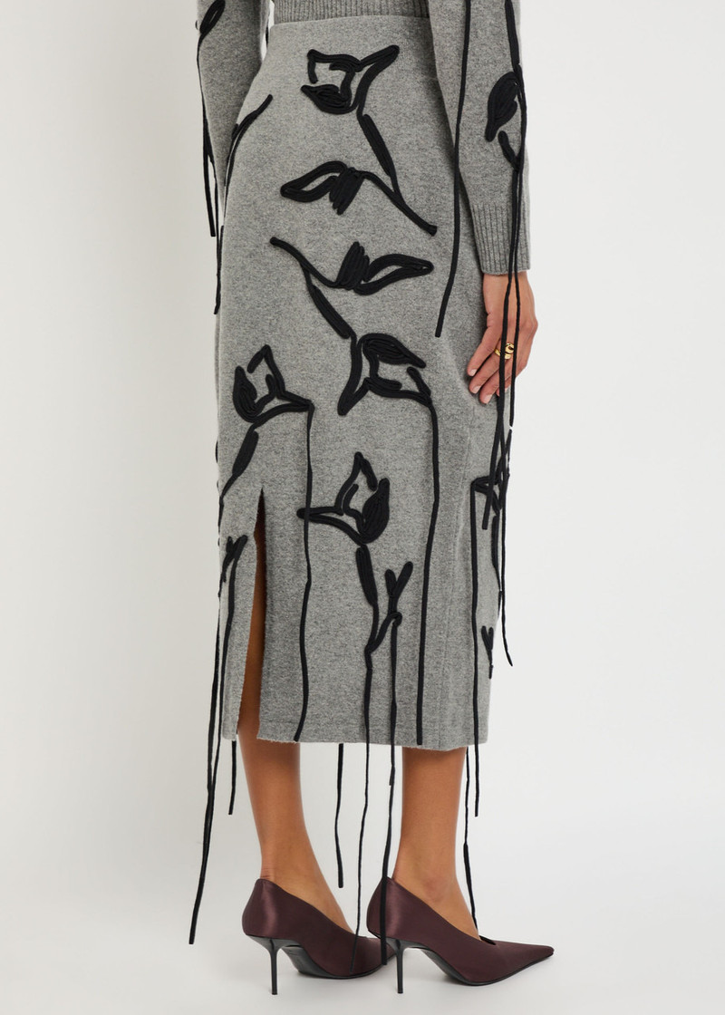 Erdem Erdem Floral-appliquéd Merino Wool Midi Skirt outlook
